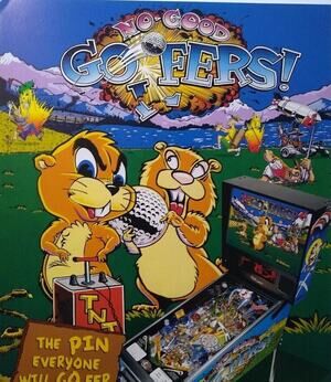 No Good Gofers Pinball Machine Flyer Original 1997 Artwork Golfing Buzz & Bud